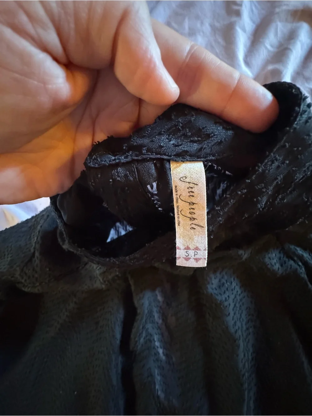 Free People Black Textured Blouse